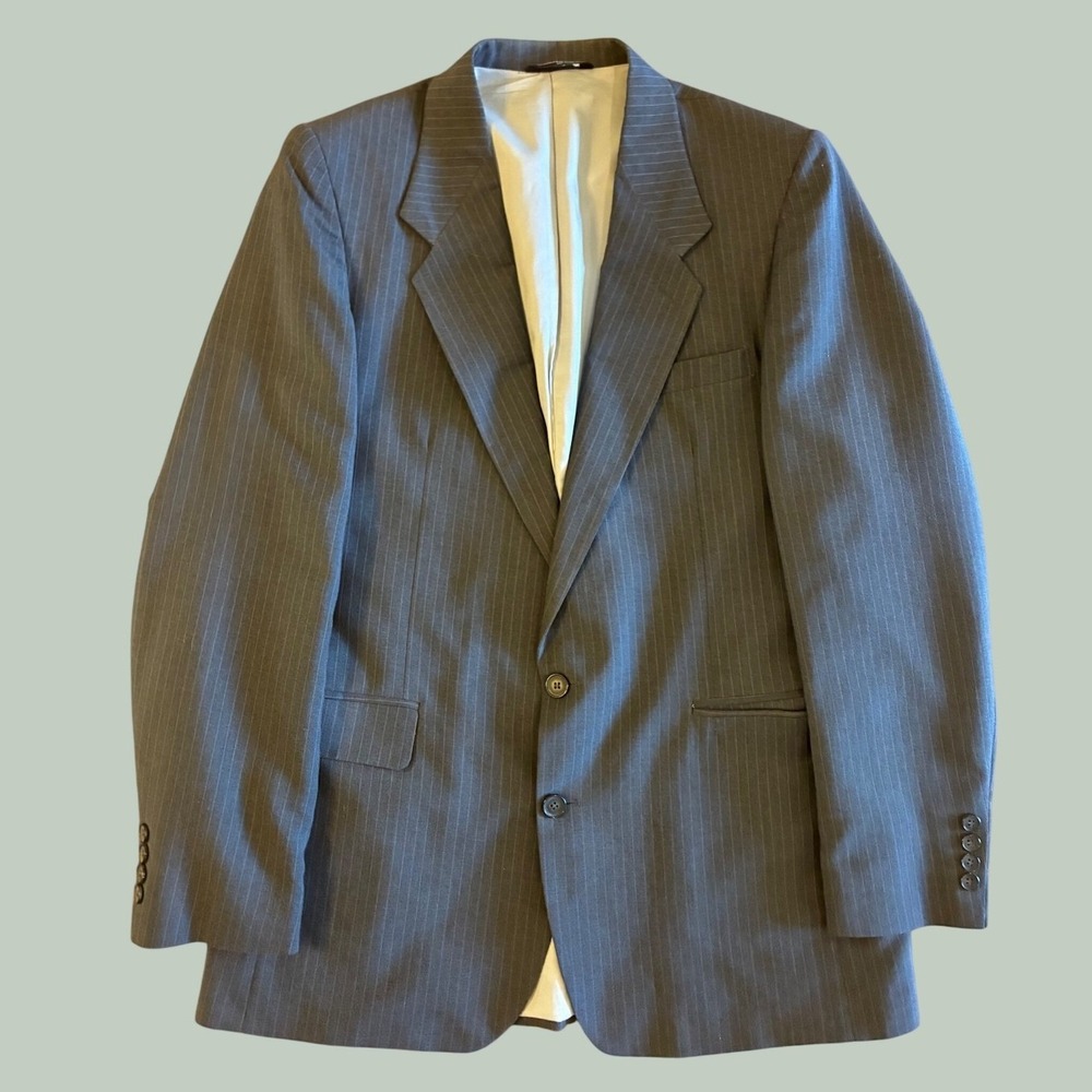 Raffinati Mens Pinstripe Blazer Grey Two Button Suit Jacket Made in USA
